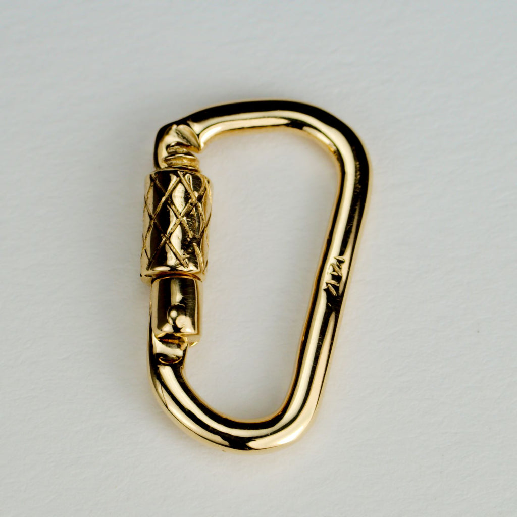 15mm 14k Yellow Gold Mini Baby Carabiner Screw Clasp Lock Finding Jewelry,  Solid 14k Gold Carabiner Clasp Lock Jewelry – Thesellerworld